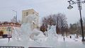 Ледовые инсталляции на Новособорной площади: бык — символ 2021 года