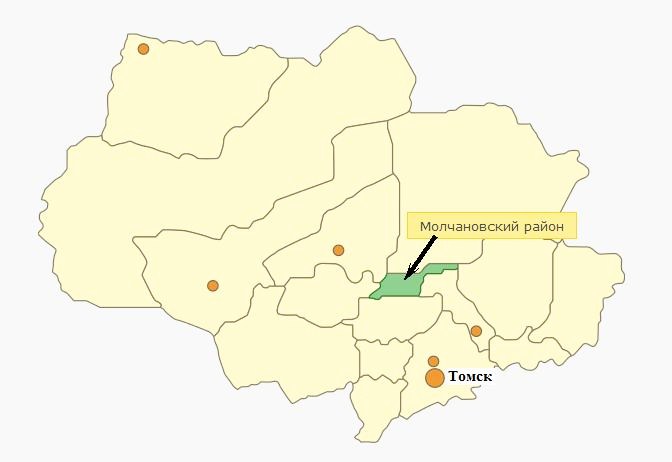 Файл:Молчановский район на карте Томской области.jpg