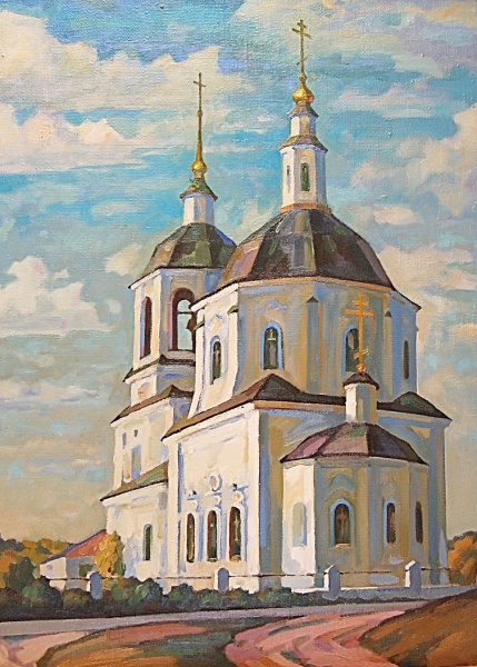 Файл:Церковь в селе Спасское. 1997, холст, масло, 80х60.jpg