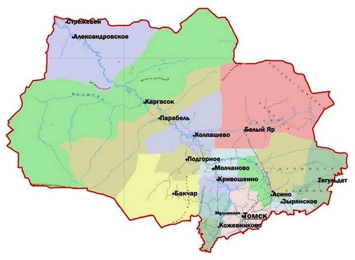 Карта томской области подробная карта с населенными